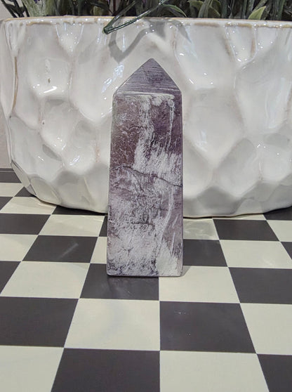 Purple Lepidolite Crystal Tower | Natural Calming Stone, Spiritual Decor