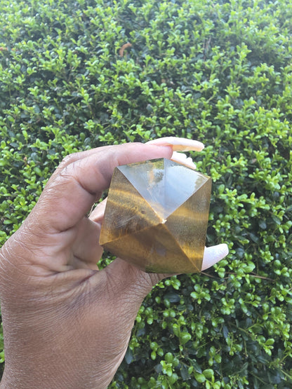 Tiger's Eye Single Terminated Crystal Wand | Polished Golden Brown Chatoyancy Stone