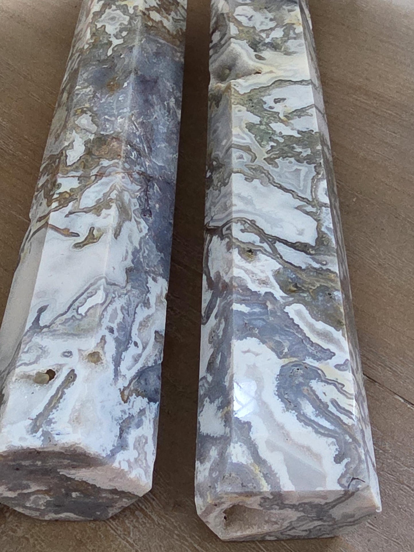 Matching Lace Agate Tower Pair | Large Collector Crystal Points