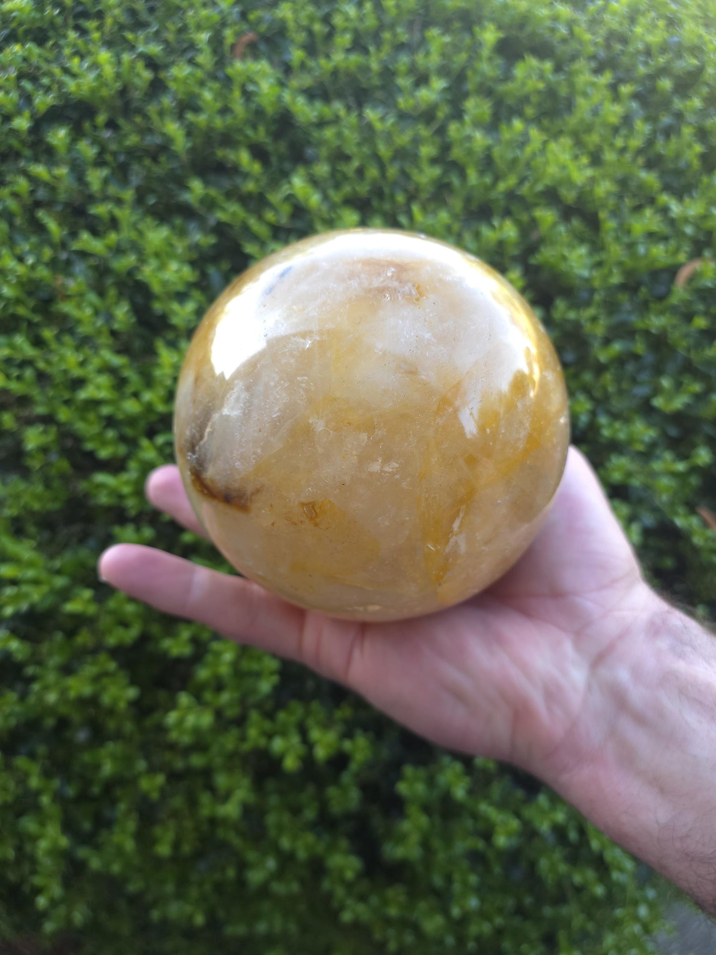 Golden Healer Quartz Sphere | Polished Honey Crystal Ball, Warm Energy Stone