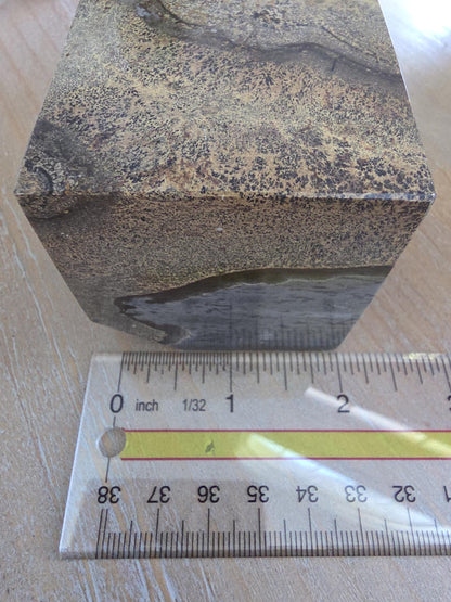 Rare Picture Jasper Cube | Scenic Landscape Stone Sculpture | Polished Collector Crystal