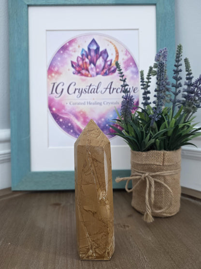 Picture Jasper Tower | Natural Desert-Toned Jasper Point | Polished Statement Crystal