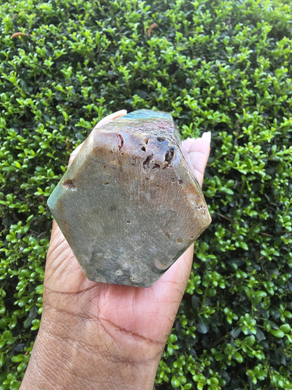Ocean Jasper Tower, Polished Green Orbicular Crystal Point, Healing Stone Decor