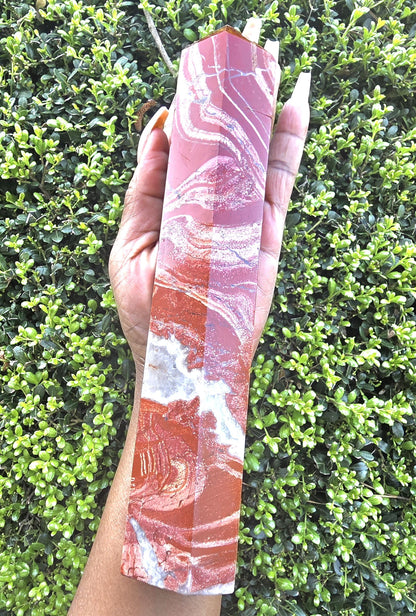 Large Polychrome Jasper Tower – Red Jasper Crystal Point | Statement Energy Piece | Grounding & Strength Stone