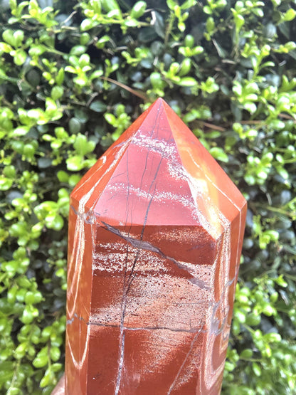 Large Polychrome Jasper Tower – Red Jasper Crystal Point | Statement Energy Piece | Grounding & Strength Stone