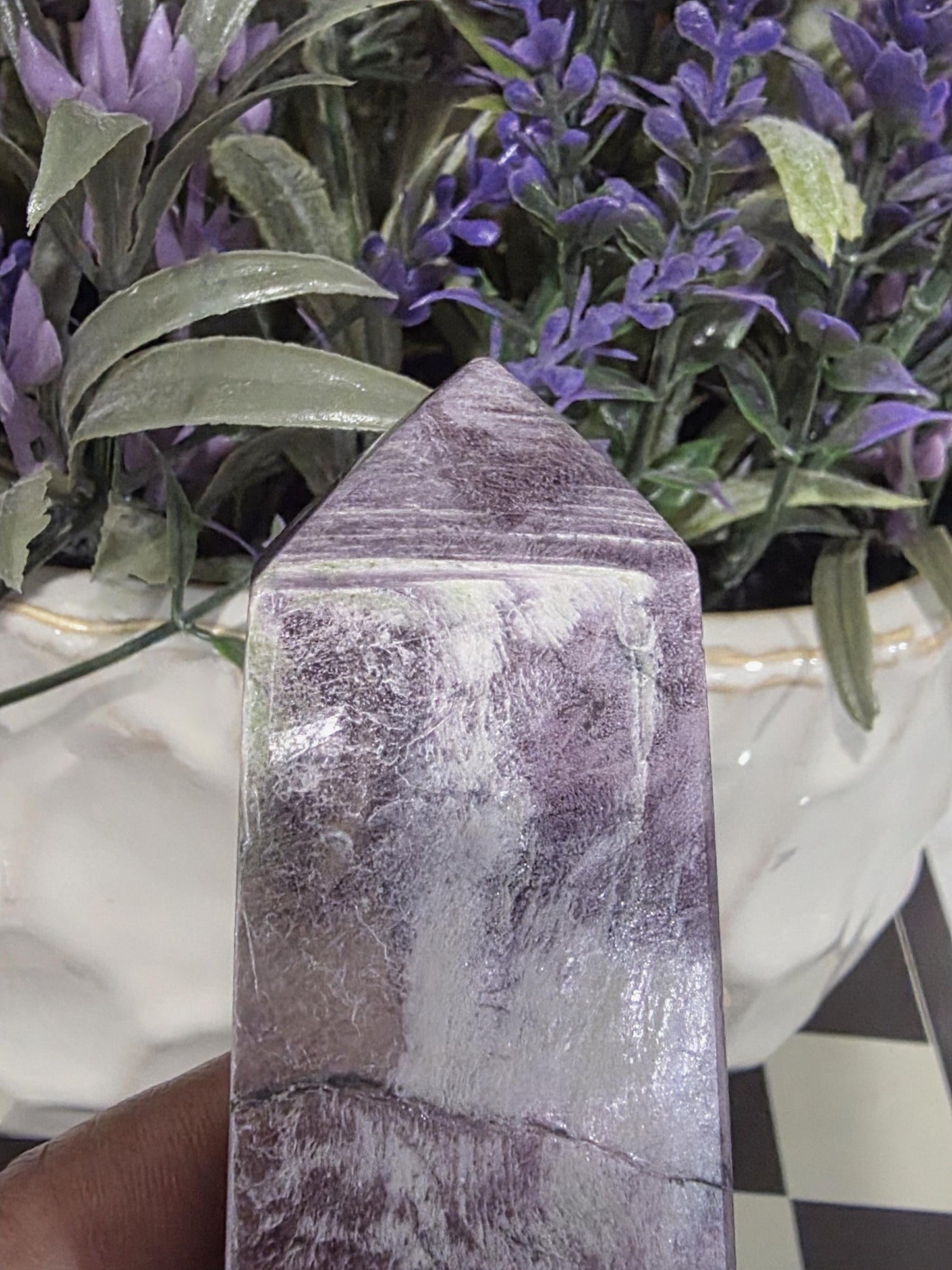 Purple Lepidolite Crystal Tower | Natural Calming Stone, Spiritual Decor