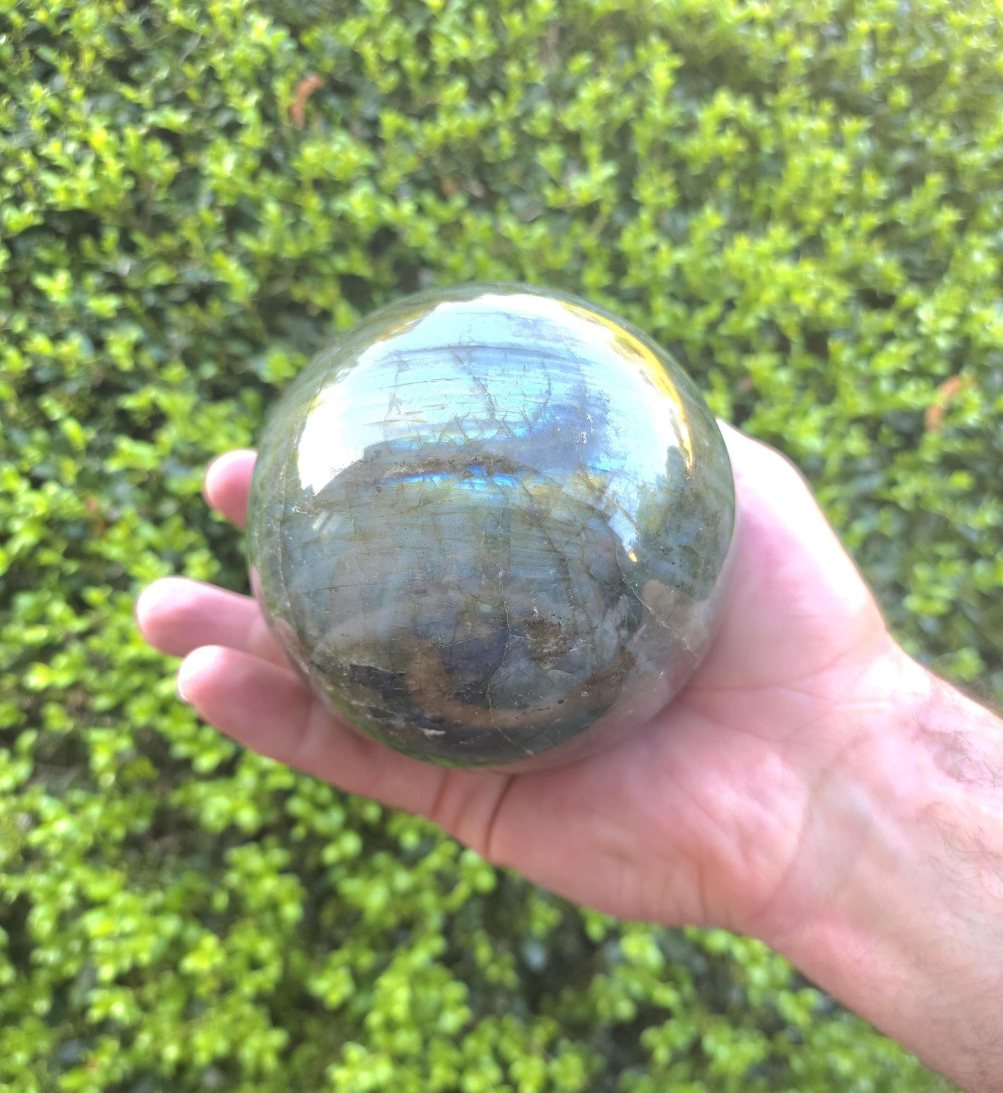 Blue Flash Labradorite Sphere – Polished Protection Crystal Ball, Spiritual Decor