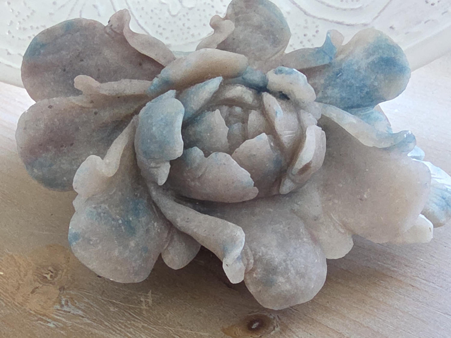 Hand Carved Quartz Flower Sculpture | Botanical Crystal Art | Collector Mineral Specimen