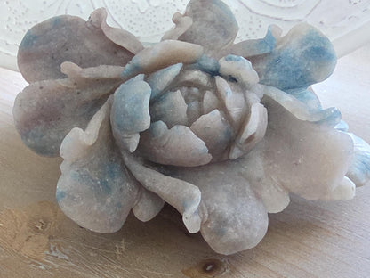 Hand Carved Quartz Flower Sculpture | Botanical Crystal Art | Collector Mineral Specimen