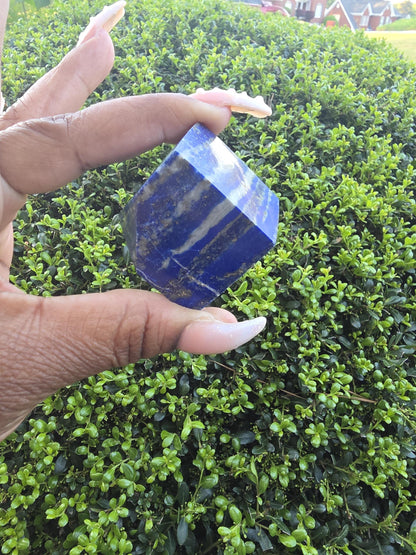 Lapis Lazuli Cube with Pyramid Top | Deep Blue with Pyrite | Polished Crystal Display Piece