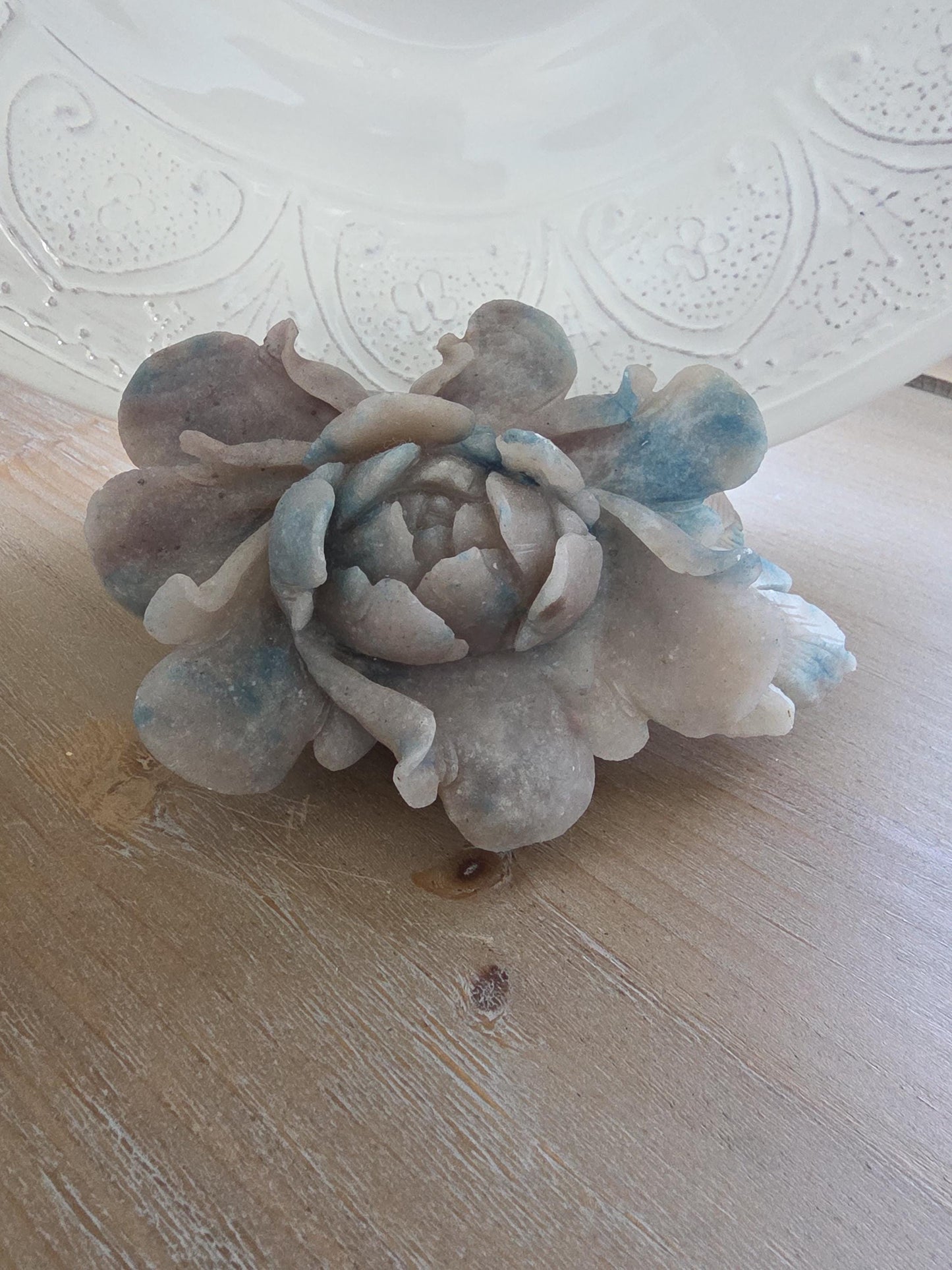 Hand Carved Quartz Flower Sculpture | Botanical Crystal Art | Collector Mineral Specimen