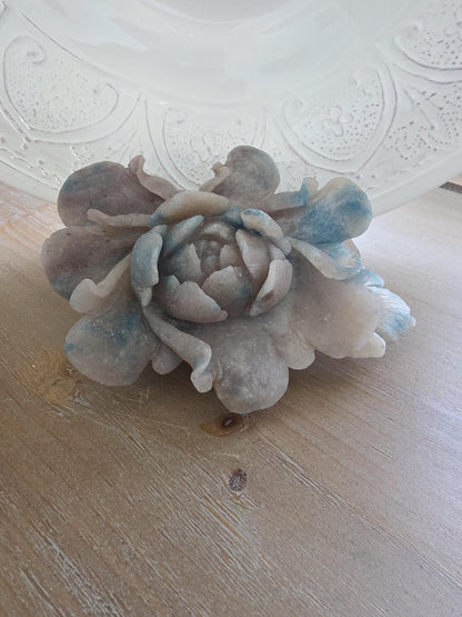 Hand Carved Quartz Flower Sculpture | Botanical Crystal Art | Collector Mineral Specimen