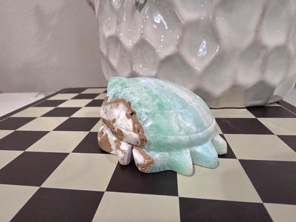 Amazonite Turtle Carving | Crystal Turtle Figurine | Healing Stone Animal | Calming Energy Decor | Ocean Inspired Crystal