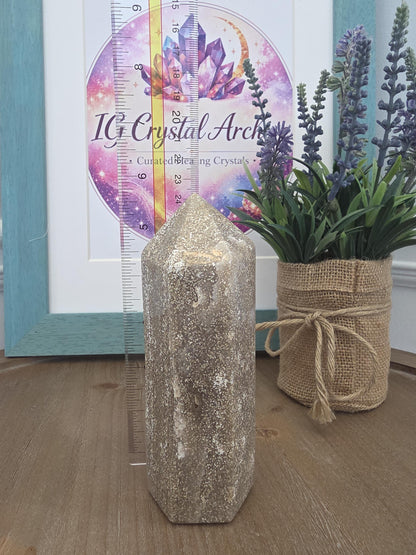Polished Fossil Coral Tower | Agatized Ocean Stone Décor (Approx. 9.5 inches)