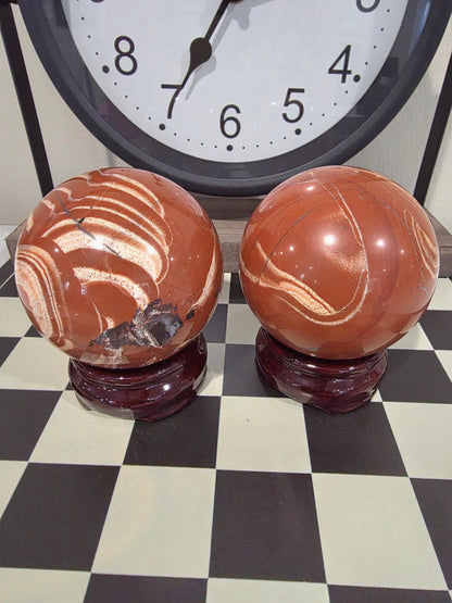 Polychrome Jasper Sphere | Natural Veining, Earth Energy Decor (~2.5–3 inch)