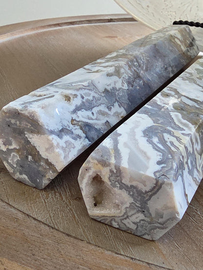 Matching Lace Agate Tower Pair | Large Collector Crystal Points