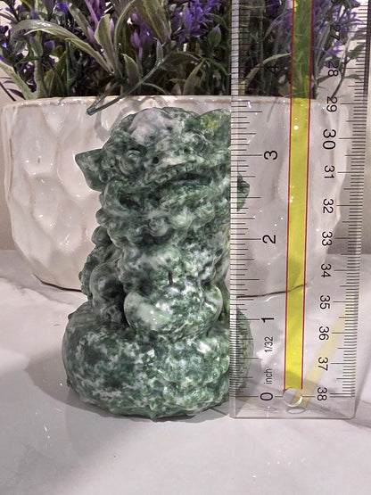 Natural Green Stone Foo Dog (Exact Stone Unknown)