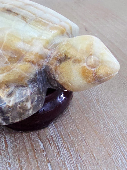 Hand Carved Onyx Turtle Figurine | Symbol of Longevity & Protection | Crystal Animal Decor