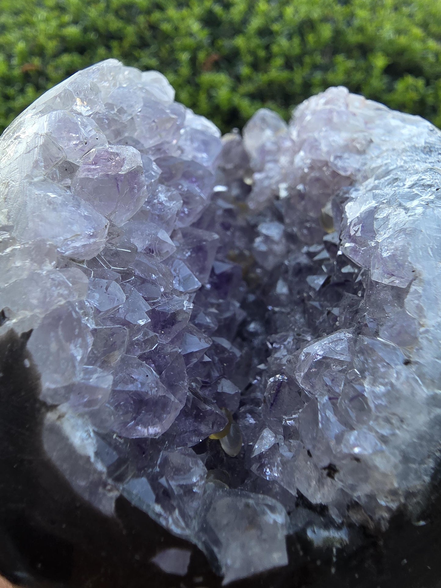 Natural Amethyst Geode Sphere | Polished Exterior Druzy Crystal Ball, Statement Decor