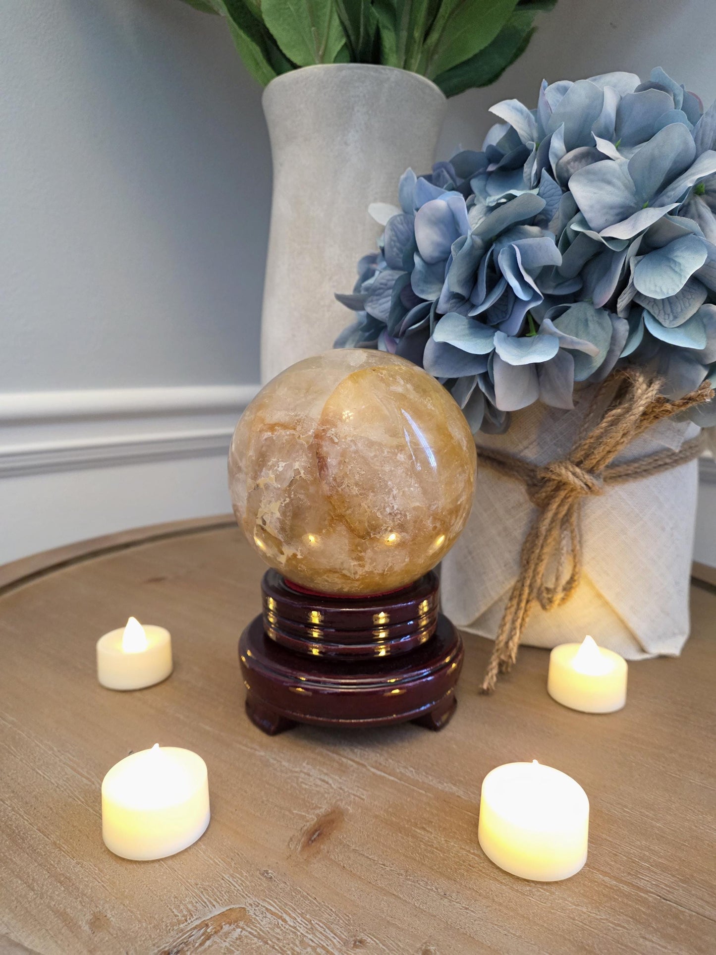 Golden Healer Quartz Sphere | Polished Honey Crystal Ball, Warm Energy Stone