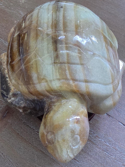 Hand Carved Onyx Turtle Figurine | Symbol of Longevity & Protection | Crystal Animal Decor
