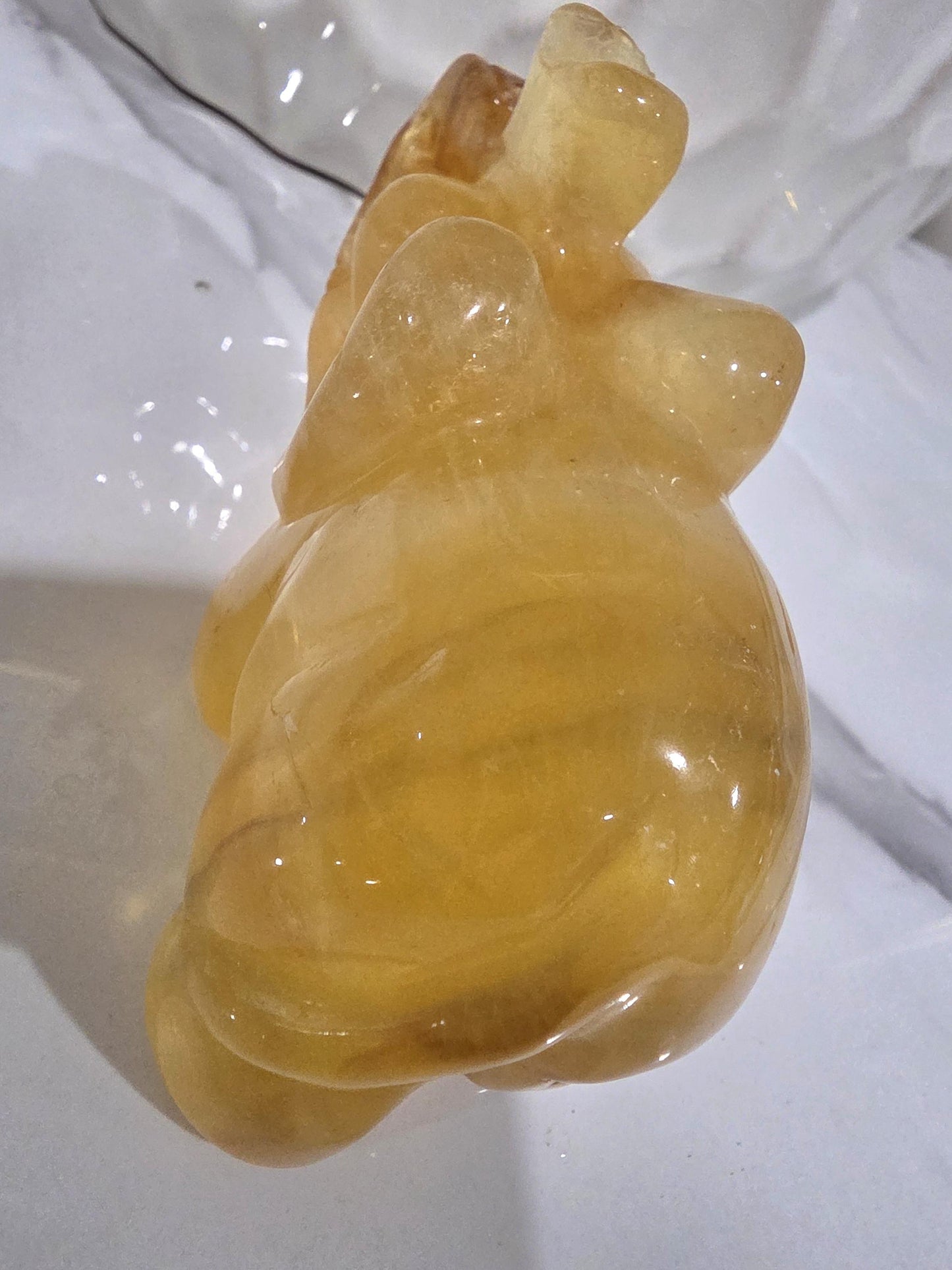 Golden Fluorite Elephant Carving | Hand Carved Crystal Elephant |