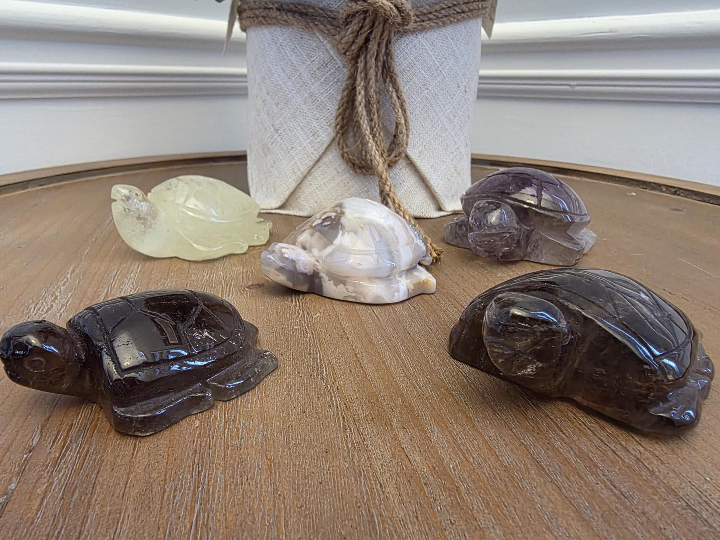 Hand Carved Smoky Quartz Turtle Figurine | Natural Crystal Animal Decor