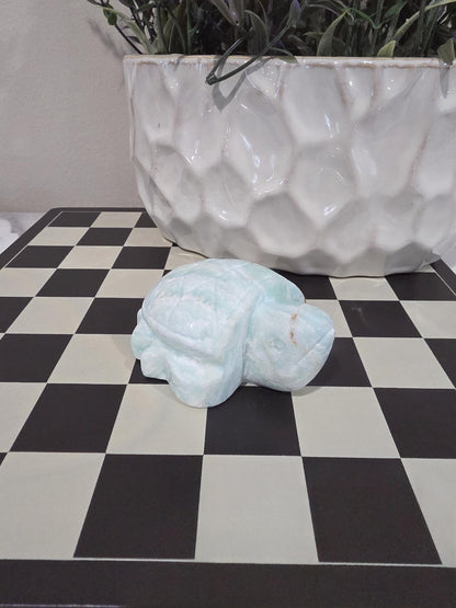 Amazonite Turtle Carving | Crystal Turtle Figurine | Healing Stone Animal | Calming Energy Decor | Ocean Inspired Crystal