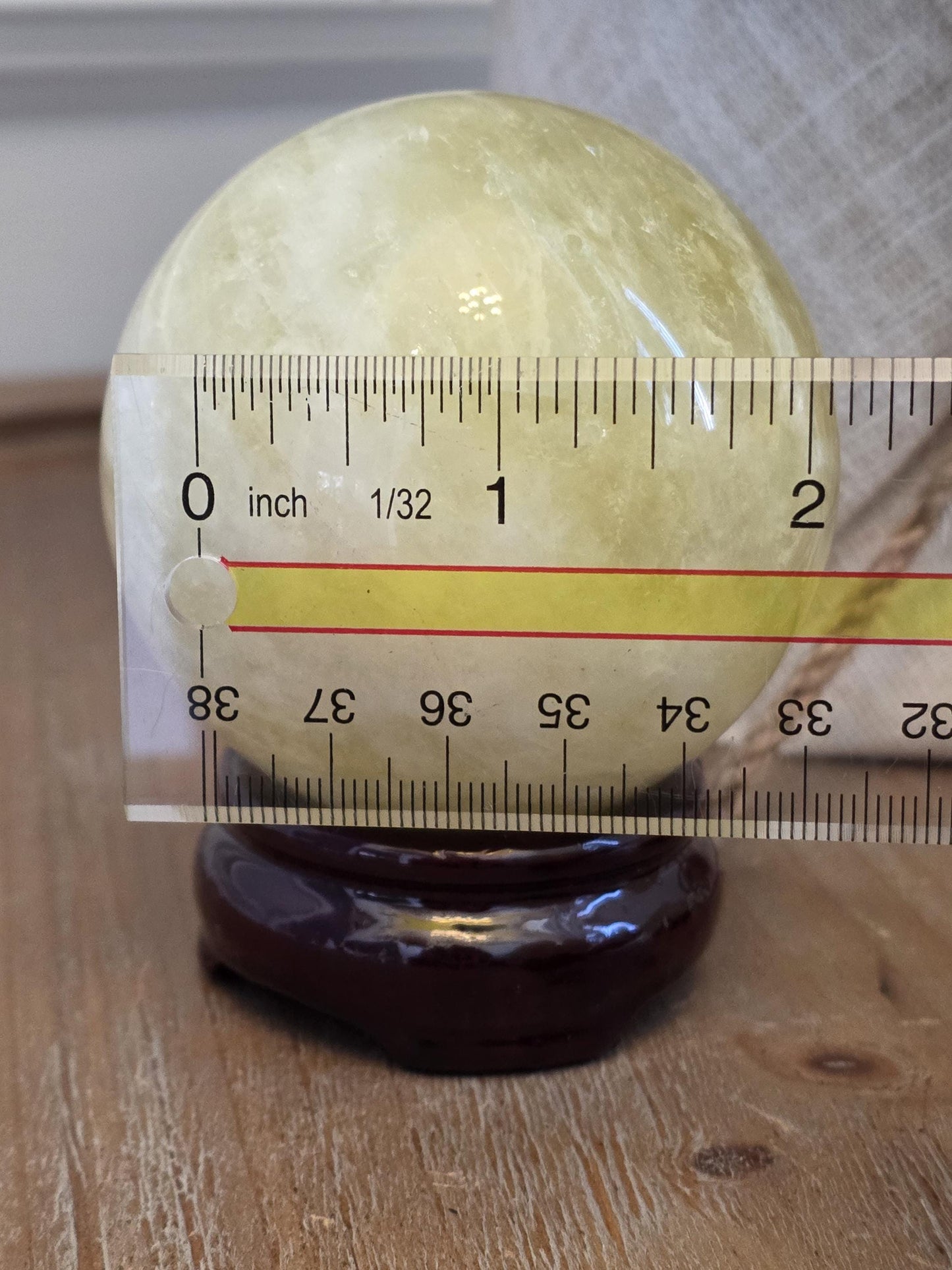 Yellow Calcite Crystal Sphere | Honey Stone Orb with Stand, Polished Décor Ball