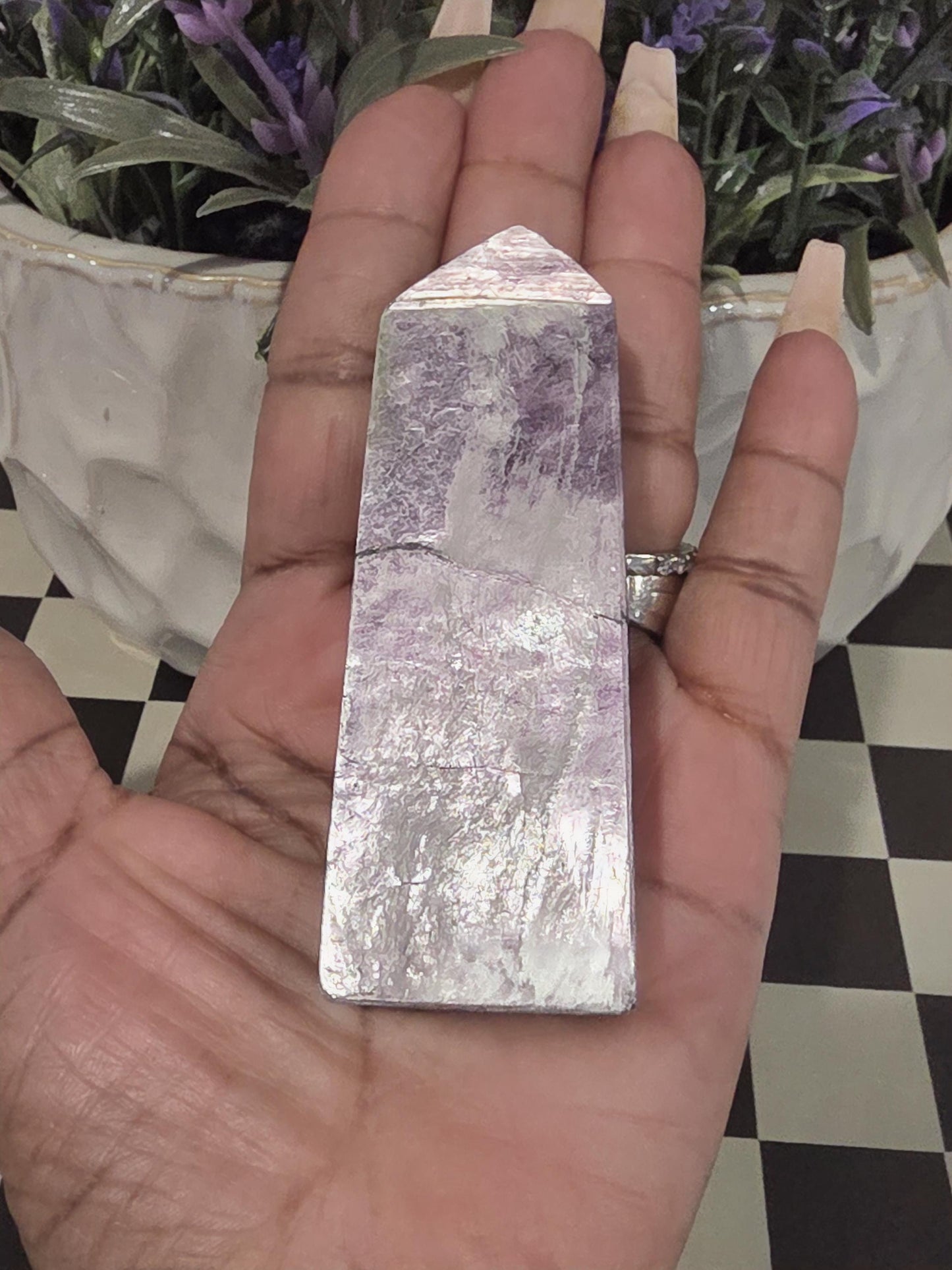 Purple Lepidolite Crystal Tower | Natural Calming Stone, Spiritual Decor
