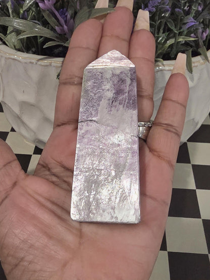 Purple Lepidolite Crystal Tower | Natural Calming Stone, Spiritual Decor