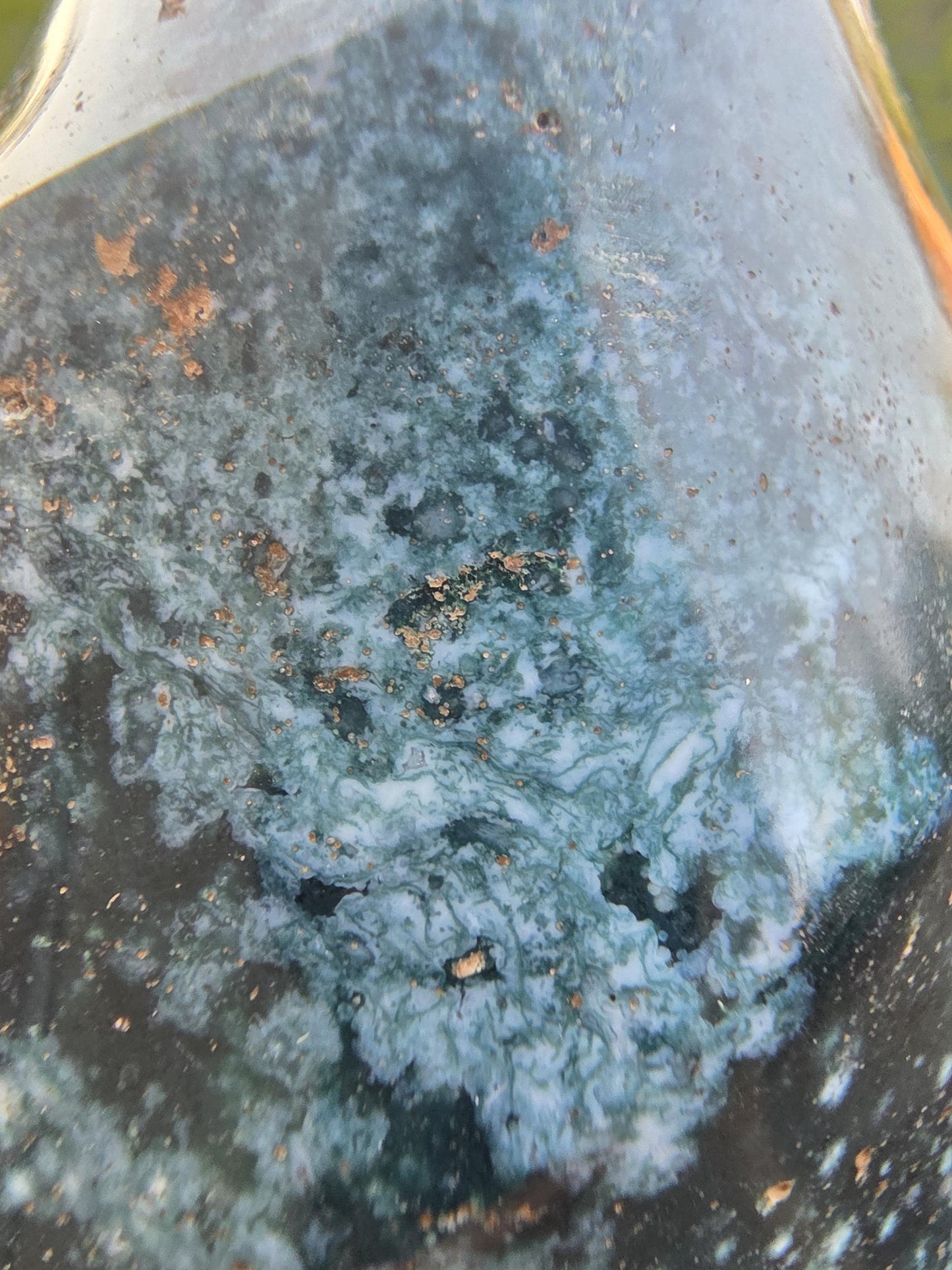 Ocean Jasper Flame | Green Orbicular Jasper Freeform | Polished Crystal Display Piece