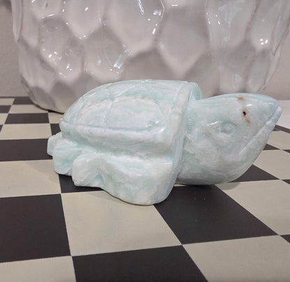 Amazonite Turtle Carving | Crystal Turtle Figurine | Healing Stone Animal | Calming Energy Decor | Ocean Inspired Crystal