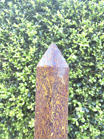 Calligraphy Jasper Tower, Script Mariyam Crystal Obelisk, Unique Pattern Home Decor