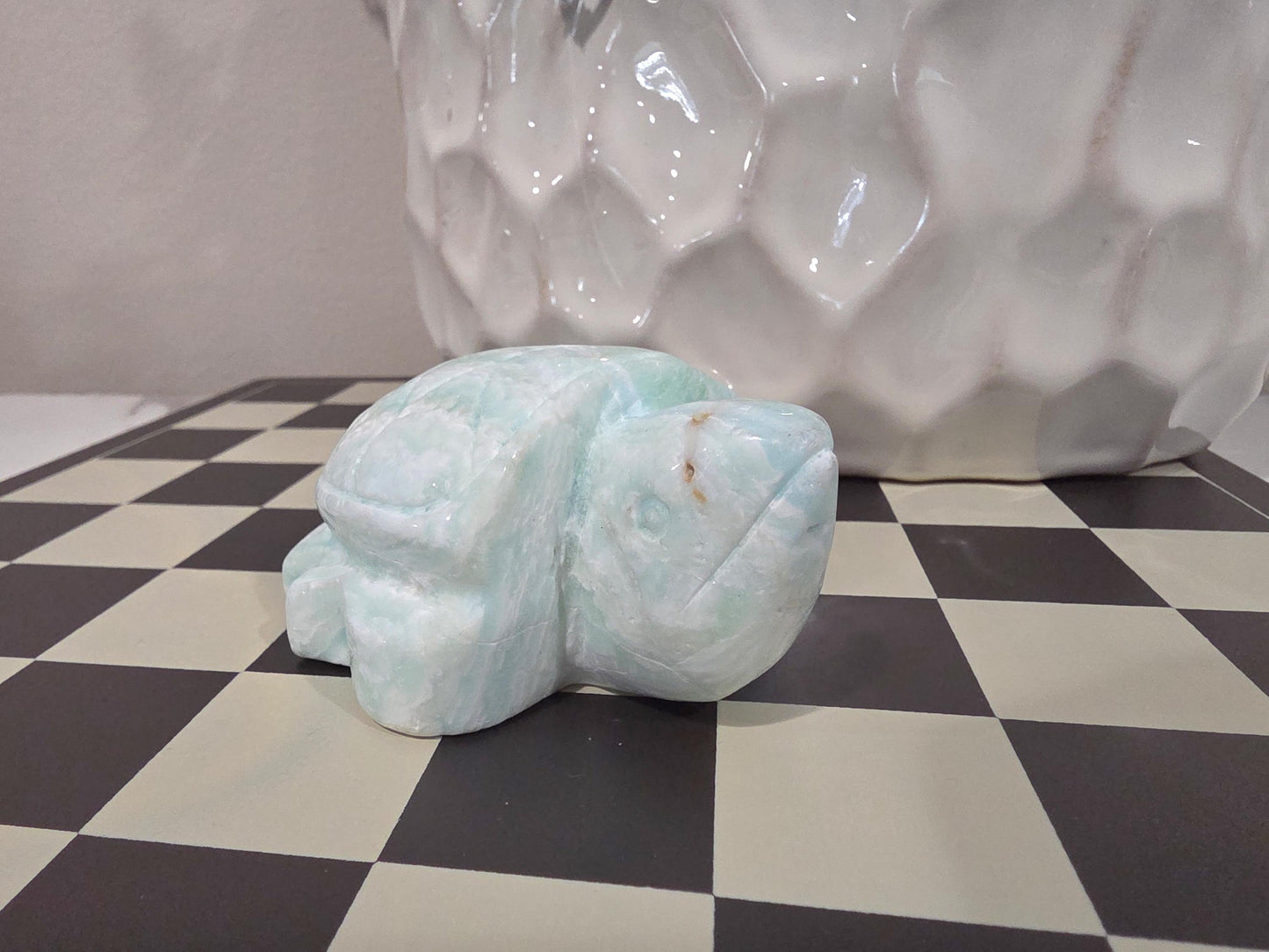 Amazonite Turtle Carving | Crystal Turtle Figurine | Healing Stone Animal | Calming Energy Decor | Ocean Inspired Crystal