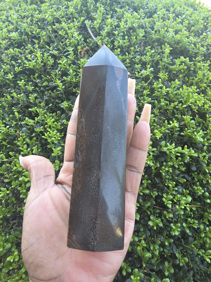 Tiger's Eye Single Terminated Crystal Wand | Polished Golden Brown Chatoyancy Stone