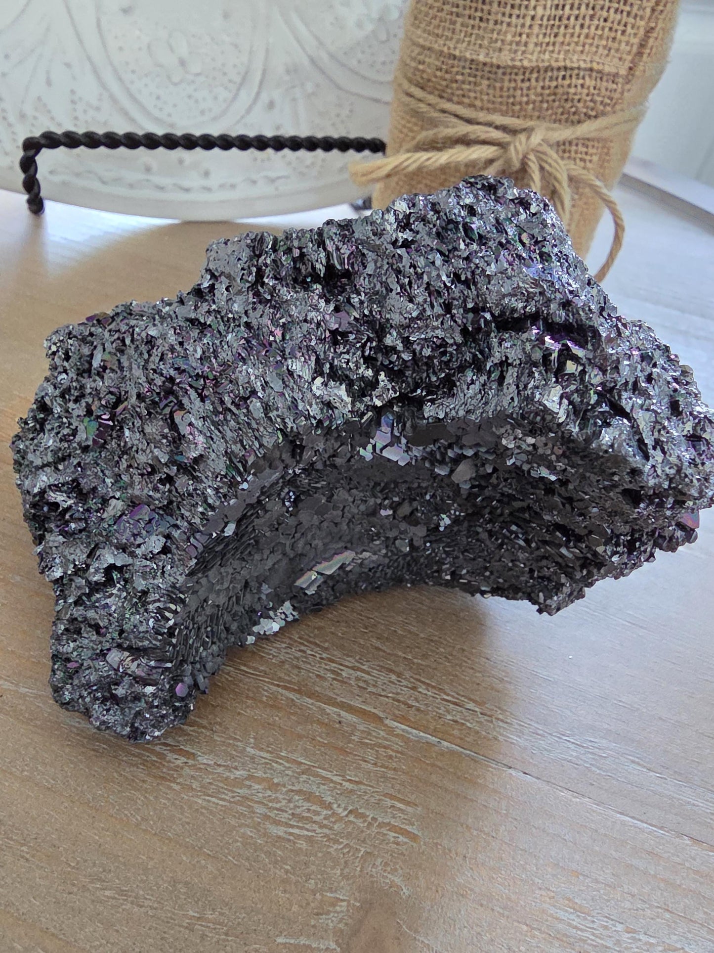 Titanium Aura Quartz Cluster | Iridescent Rainbow Druzy Specimen