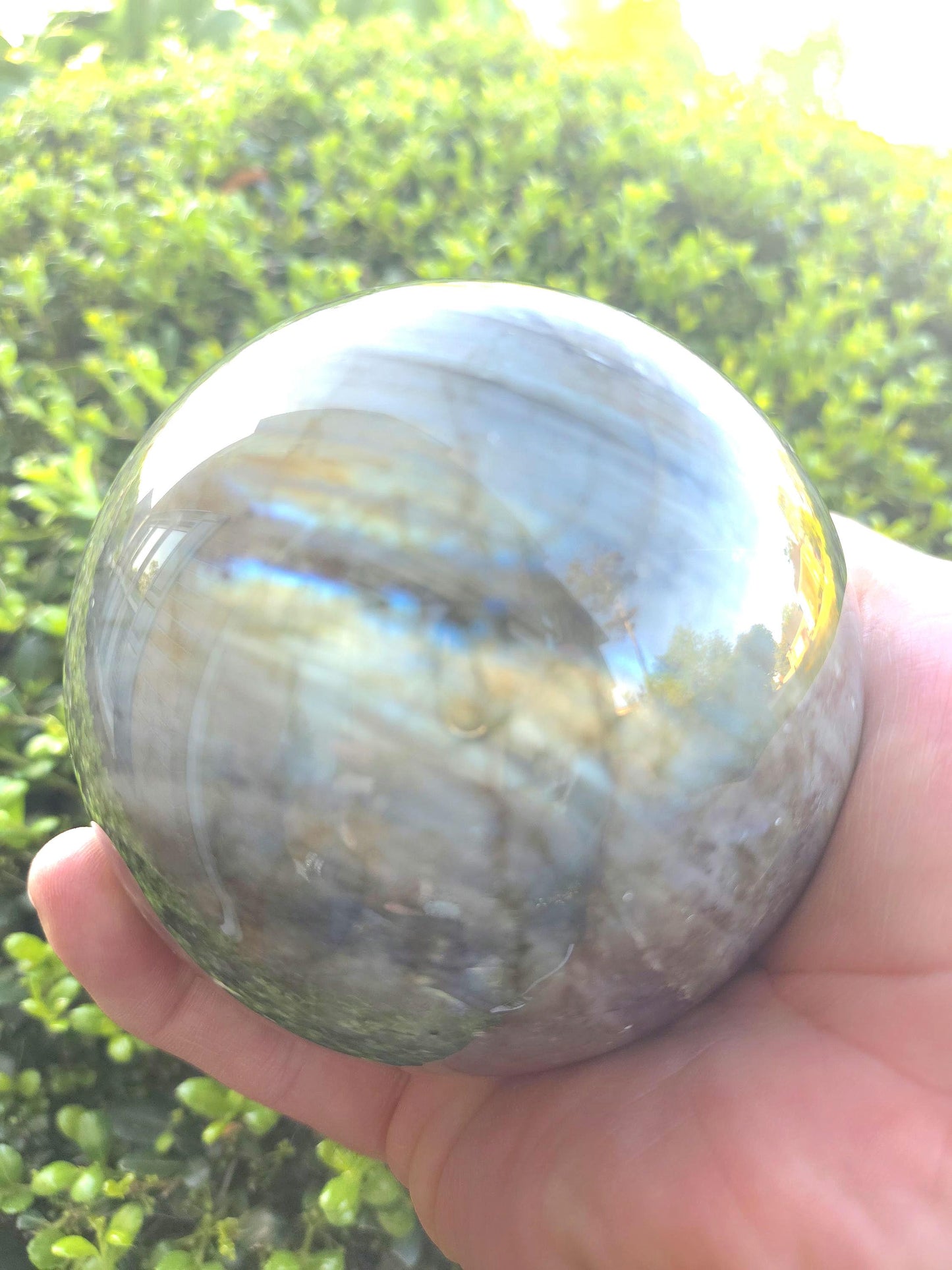 Blue Flash Labradorite Sphere – Polished Protection Crystal Ball, Spiritual Decor