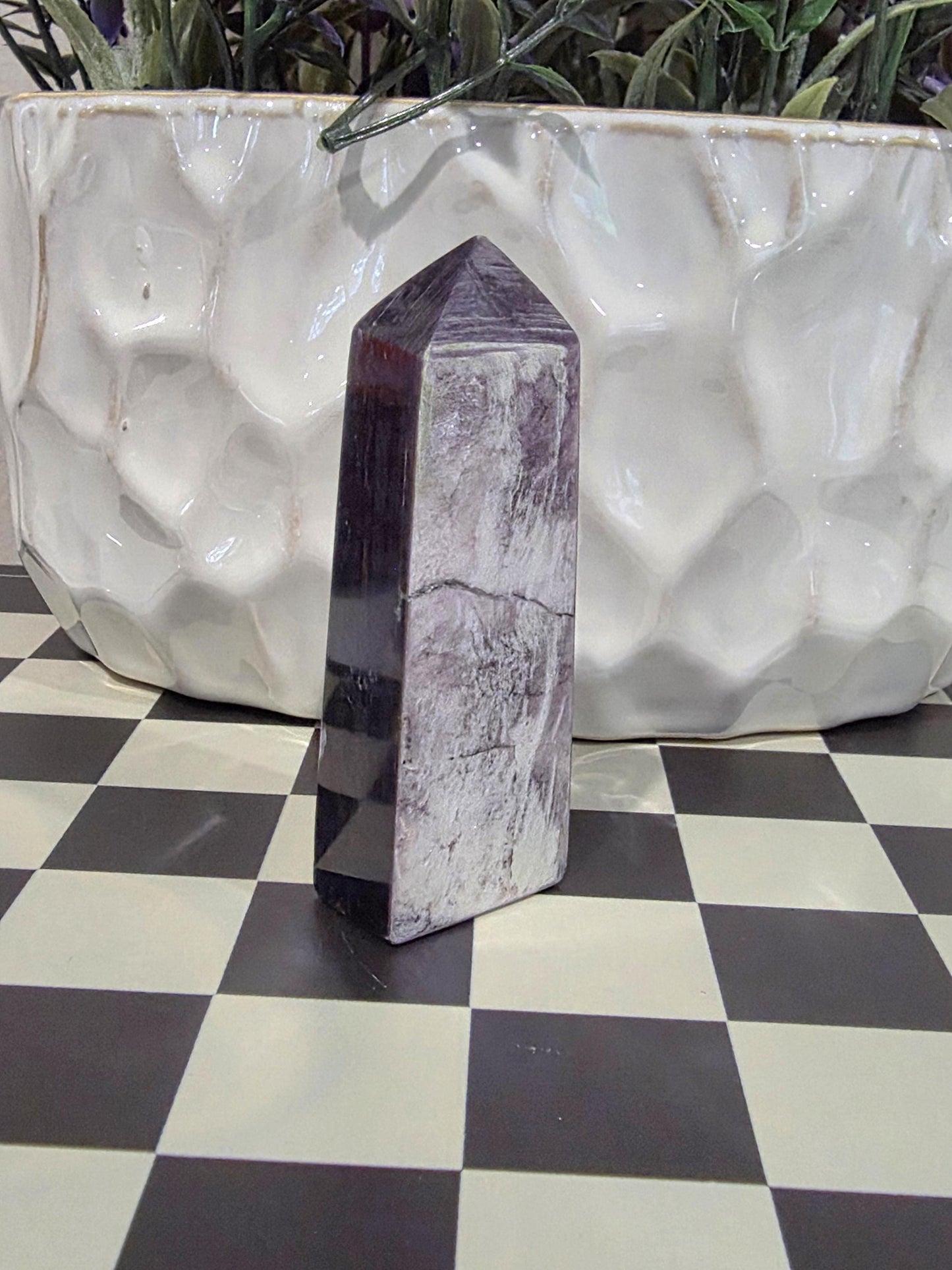Purple Lepidolite Crystal Tower | Natural Calming Stone, Spiritual Decor
