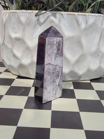 Purple Lepidolite Crystal Tower | Natural Calming Stone, Spiritual Decor