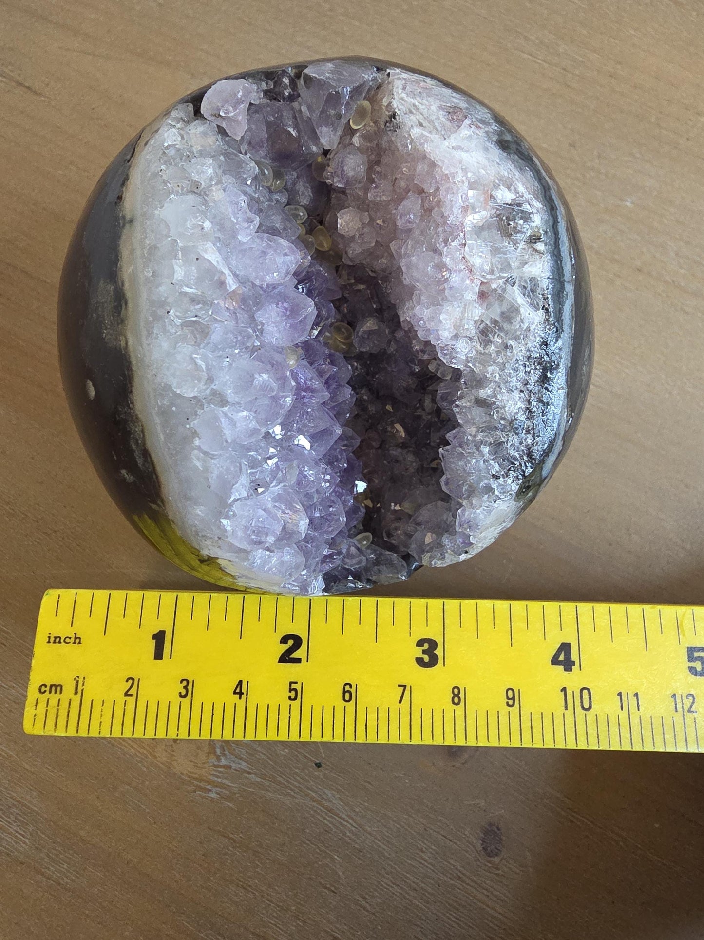 Natural Amethyst Geode Sphere | Polished Exterior Druzy Crystal Ball, Statement Decor
