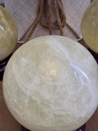 Yellow Calcite Sphere | Polished Crystal Ball | Natural Stone Orb | Mineral Decor | Meditation Altar Decor
