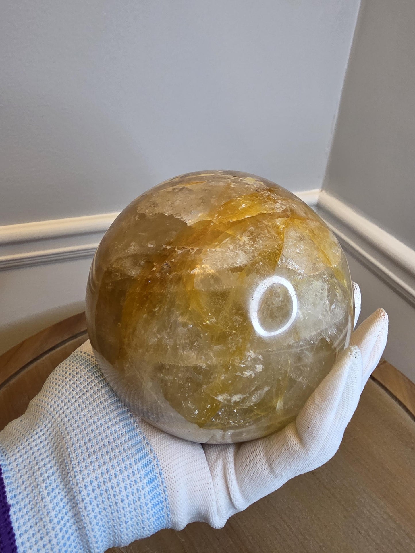 Golden Healer Quartz Sphere | Polished Honey Crystal Ball, Warm Energy Stone