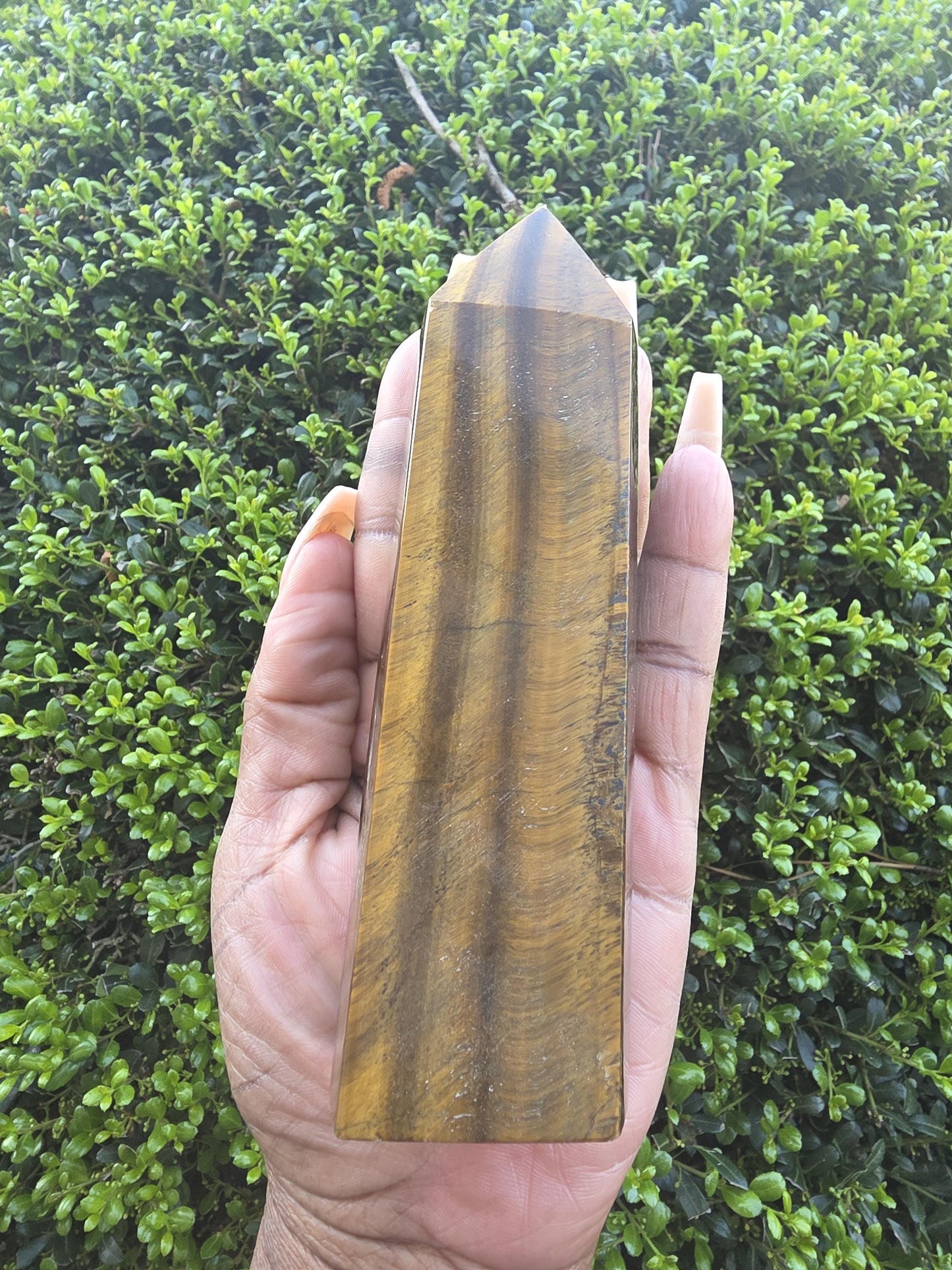 Tiger's Eye Single Terminated Crystal Wand | Polished Golden Brown Chatoyancy Stone