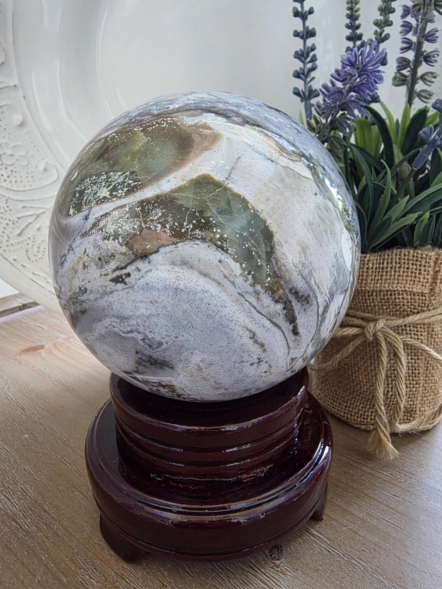 Scenic Jasper Crystal Sphere | Collector Mineral Orb | Landscape
