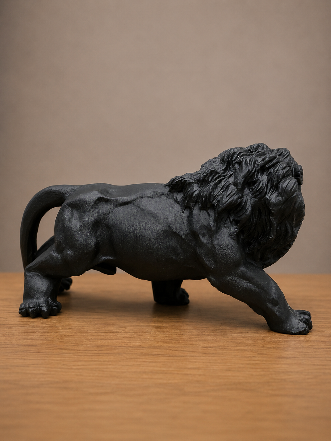Large Black Obsidian Lion Carving | Roaring Lion Crystal Sculpture | Hand Carved Obsidian Lion | Black Stone Animal Décor