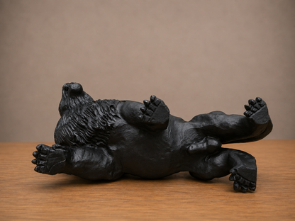 Large Black Obsidian Lion Carving | Roaring Lion Crystal Sculpture | Hand Carved Obsidian Lion | Black Stone Animal Décor