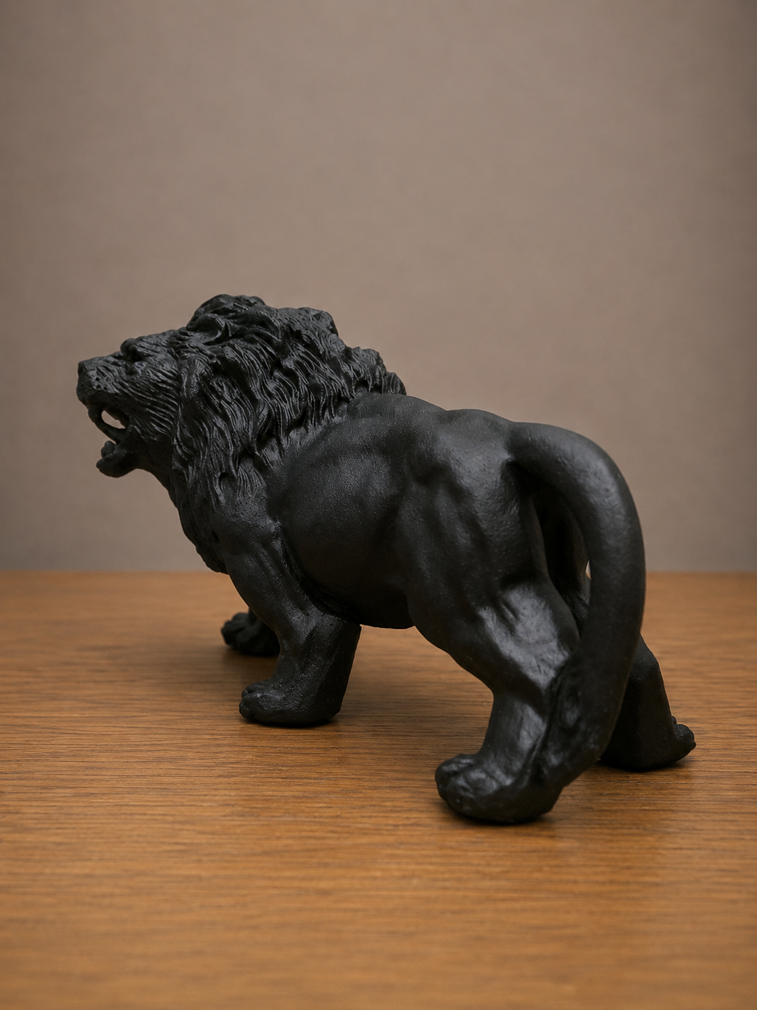 Large Black Obsidian Lion Carving | Roaring Lion Crystal Sculpture | Hand Carved Obsidian Lion | Black Stone Animal Décor