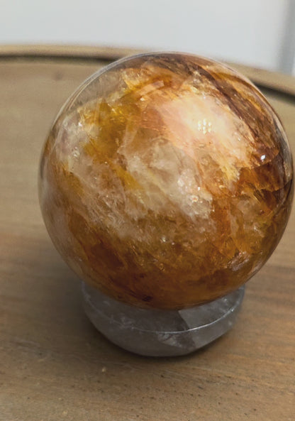 Golden Healer Quartz Sphere | Natural Golden Quartz Crystal Sphere | Polished Gemstone Décor | 2.3" Display Sphere