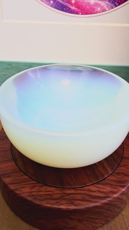 Opalite Glass Crystal Bowl | Iridescent Blue White Decorative Trinket Dish | 3.25 Inch Display Bowl